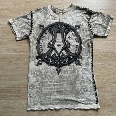 Camiseta Gráfica Affliction Live Y2K De Colección Alas Cruzadas Rápidas Blanca S Puntada Rara Foto 1 de 4