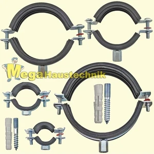 Rohrschellen 12 - 168 mm + Stockschrauben/Dübel Gelenkrohrschellen Schallschutz - Bild 1 von 17