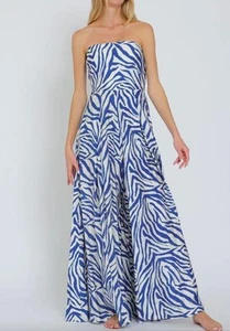 AaKaa Women's Lorena Strapless Tube Top Jumpsuit Elastic Back Tie-Back L NEW $69 - Picture 1 of 6