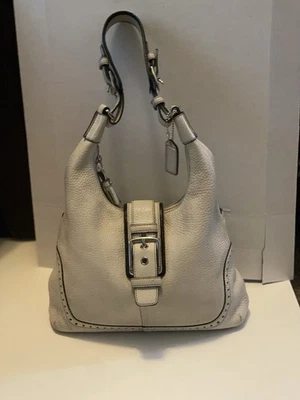 Vintage Coach Hamptons Hobo Shoulder Bag Purse Handbag White Leather - Image 1 of 4