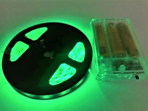 120LED GREEN 3AA Battery Strip Light with constant ON or FLASH functions - Picture 1 of 2