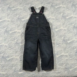 OshKosh Vestbak Flannel Lined Overalls Toddler Size 24 Months Dark Blue Denim - Picture 1 of 9