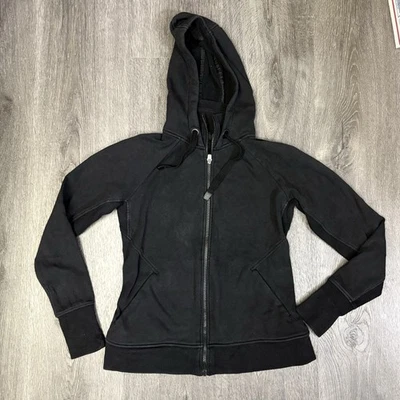 Chaqueta con Capucha Athleta Negra Triumph Cremallera Completa Agujeros para el Pulgar Athleisure Talla Mediana Foto 1 de 4