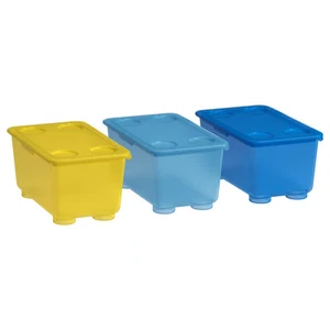 IKEA GLIS Box mit Deckel - gelb/blau, 6 3/4x4" | kompakte, bunte Aufbewahrung - Bild 1 von 3