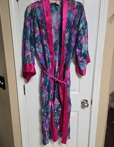 Victoria's Secret Gold Label Robe One Size Sheer Water Color Silver Threads - Picture 1 of 4