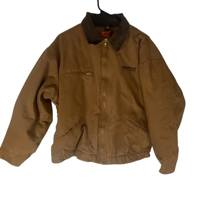 Jaqueta masculina CornerStone XL marrom pato lona acolchoada forrada colarinho de veludo J763 - Imagem 1 de 4