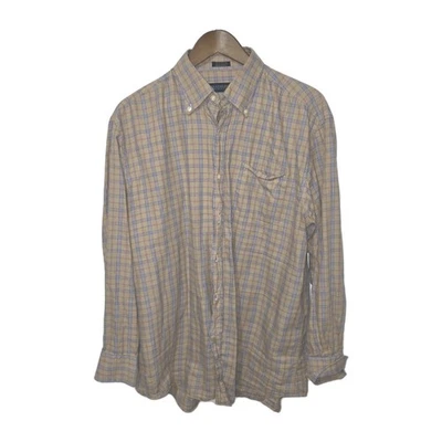 Men's sz.L Hathaway Platinum 100% Cotton Nova Check Plaid Shirt Made In Italy - Image 1 of 4