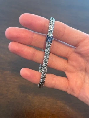 Brazalete John Hardy Zafiro Plata de Ley 925 Cierre Incrustado Icono Foto 1 de 4