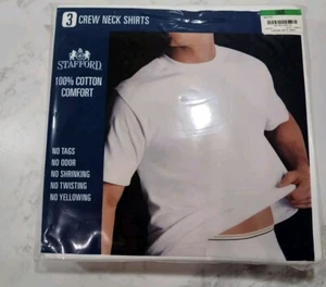 NEU 1- (3) PACK HERREN GROSS STAFFORD WEISS BAUMWOLLE RUNDHALSAUSSCHNITT SHIRTS T-SHIRT - Bild 1 von 4