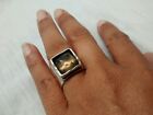 Retired Silpada R1453   sterling 925 smoky wide band  quartz ring size 7 1/2 