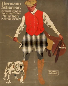 Equestrian with Bulldog Poster Antique Style Wall Art- 12X16/16X20/18X24/24X36 - Picture 1 of 11