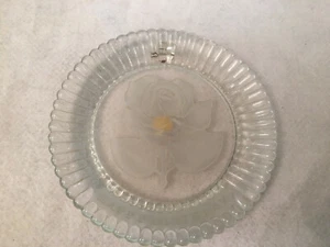 Vtg. Goebel Crystal Glass Happy Birthday Collector Plate Frosted Embossed Rose  - Picture 1 of 10