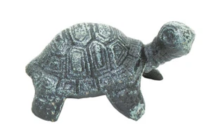 Kleine Gusseisen Grünspan Farbe Schildkröte Gartendeko Statue Wohndeko 4" lang - Bild 1 von 1