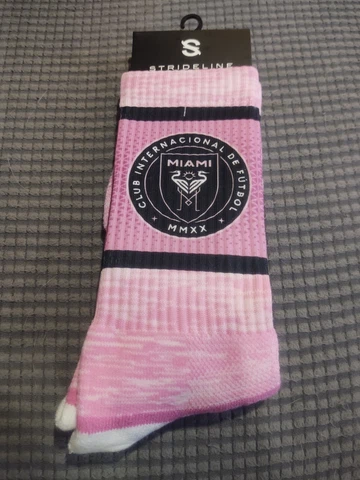 Strideline MIAMI FC PINK CREW SOCKS CLUB INTERNACIONAL DE FUTBOL SOCCER Size M/L Cover