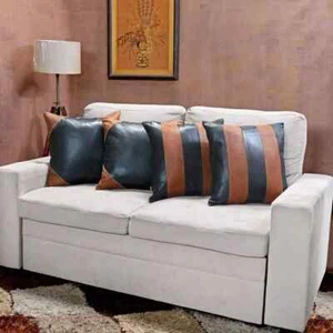 Almohada negra y bronceada funda cojín de una pieza cuero genuino de cordero decoración elegante - Imagen 1 de 4