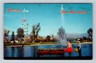 San Bernardino CA-Californie, fontaine de salutations pittoresques, carte postale vintage Lagoon