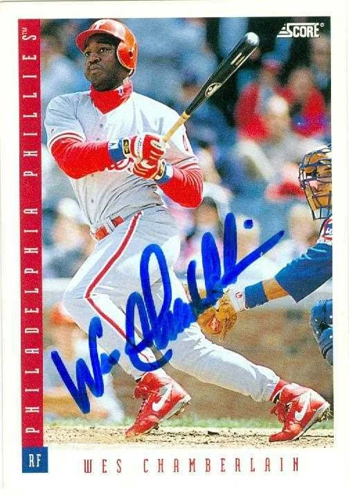 Wes Chamberlain autographed Baseball Card Philadelphia Phillies 1993 Score #168 - Image 1 of 1
