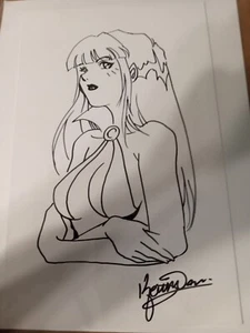 Arte boceto original firmado por Kevin Lau brazos cruzados de vampirella - Imagen 1 de 2