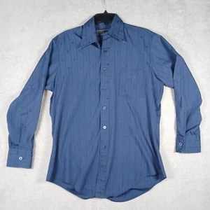 Vintage Sears Men’s Stores Blue Button Up Long Sleeve Shirt Size Med 15 1/2-33 - Picture 1 of 17