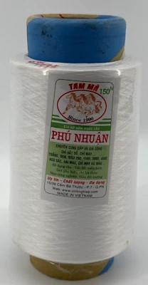 150N Industrial Sewing Thread Spool White Tam Mã Phú Nhuận 150D Vietnam Cone - Image 1 of 4