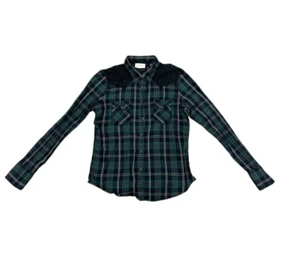 Camisa Denim & Supply Ralph Lauren a Cuadros Encaje Frente a Presión Para Mujer Talla L Verde Foto 1 de 4