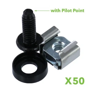 M5 Cage Nuts & Screws for Server Shelves Cabinets - 50 Pk Rack Mount - Afbeelding 1 van 3