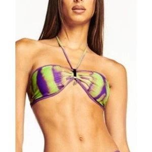 Top de bikini I.AM.GIA verde y púrpura tie dye Kiora cuello halter bandeau para mujer XS - Imagen 1 de 6