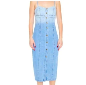 Forever 21 Denim Cami Button-Down Midi Dress Size M NWT - Picture 1 of 9