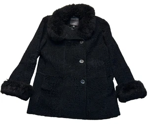 VTG Bonz Womens Persian Lamb Wool Jacket Size S Black Mink Fur New Zealand Made - Picture 1 of 8
