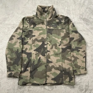 Columbia Fleece Camo Jacket Youth M Green Camoflauge Full zip Hunting Outdoors - Picture 1 of 5