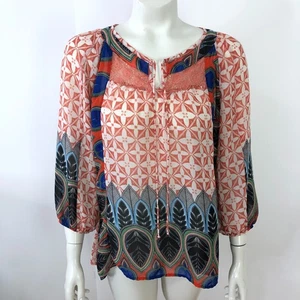 Blusa túnica Fig & Flower Anthropologie pequeña con estampado COMO NUEVA - Imagen 1 de 13
