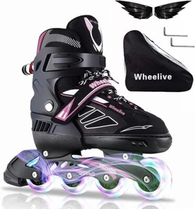 WHEELIVE INLINE SKATES-SIZE UK3-6 BLACK/PINK - Picture 1 of 8