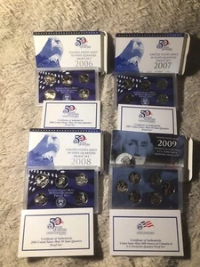 2006-2009 US United States Mint State Quarters coin proof sets w/ COA & BOXES - Picture 1 of 5