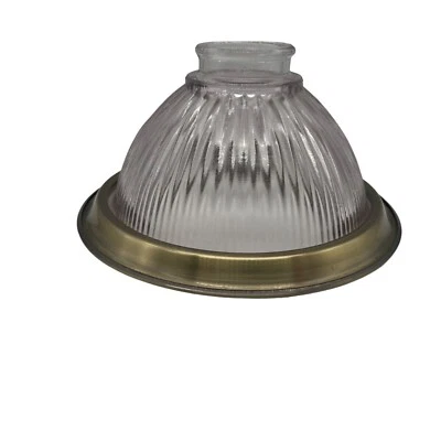 Прозрачный стеклянный ребристый кулон с металлической щеткой латунное кольцо кромка люстра винтажный - Изображение 1 из 4