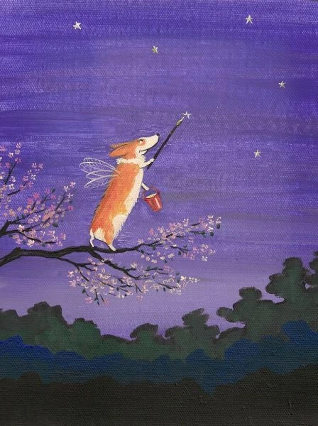 CASA DE BONECAS MINIATURA IMPRESSÃO DE PINTURA RYTA ESCALA 1:12 Dog Corgi Art Spring 1,5x2 - Imagem 1 de 1