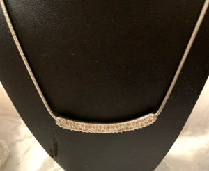 Collar Placa Rodio Blanco Rosa Pavé Cristal Swarovski Firmado Cisne De Colección 16" - Imagen 1 de 6
