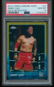 Jimmy Uso 2015 Topps Chrome WWE Gold Refractor #37 /50 PSA 10 GEM MT - Picture 1 of 2