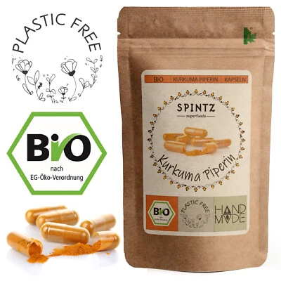 520 Organic Turmeric + Piperine Capsules Turmeric + Pepper Capsules High Dose - 650mg - Image 1 of 4