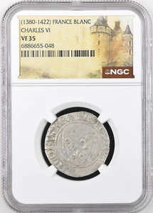 Charles VI France Silver Blanc Guenar 1380-1422 NGC VF35 Saint Joan of Arc Era - Picture 1 of 2