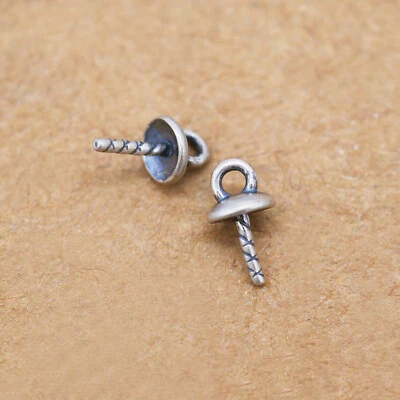 Pin de ojo de plata esterlina mate perla cuentas taza colgante encanto conector fianza A2887 Foto 1 de 4