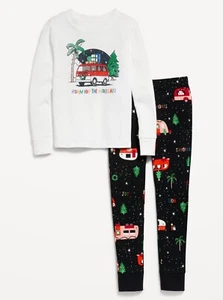 Old Navy Kids Gender-Neutral Graphic Snug-Fit Pajama Set Holiday Size Large (10) - Picture 1 of 2