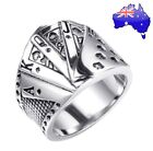 Men’s Silver Royal Flush Ace King Queen Spades Poker Ring Jewellery + Gift Pouch