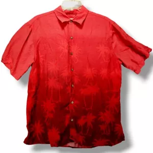 Batik Bay Hawaiihemd mit Knopfleiste Herren M/L rot Palmeneinlage Kurzarm Camp - Bild 1 von 9