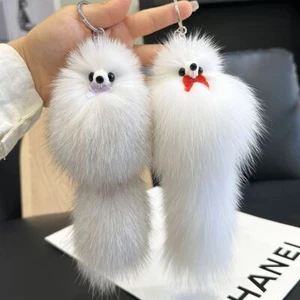 Schlüsselanhänger Fuchs Bommel flauschig Fell Ball Taschenanhänger süß Tier Schlüsselring Taschendeko - Bild 1 von 10