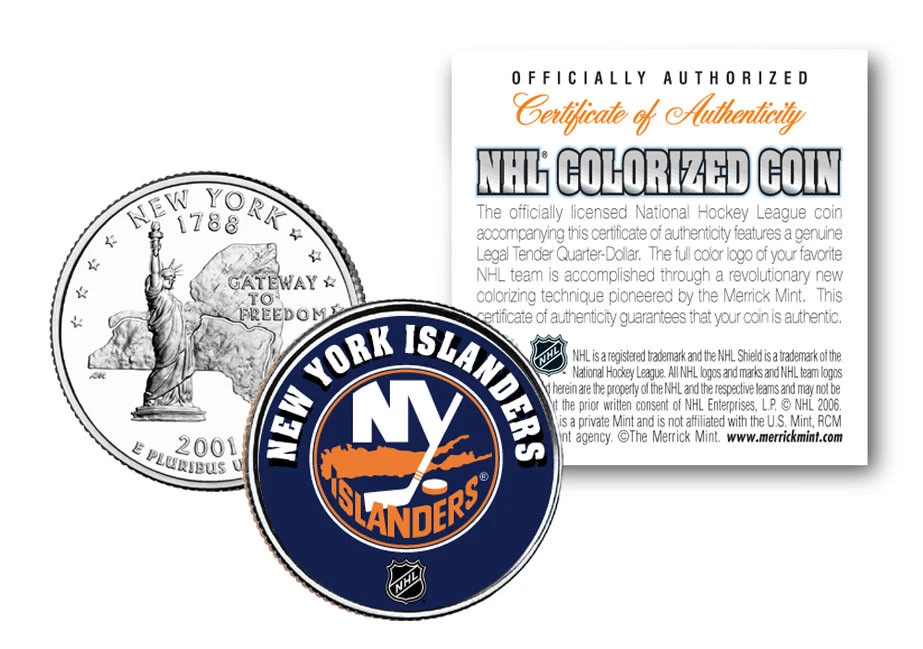 NEW YORK ISLANDERS NHL Hockey New York Statehood Quarter U.S. Coin * LICENSED * - Image 1 of 1