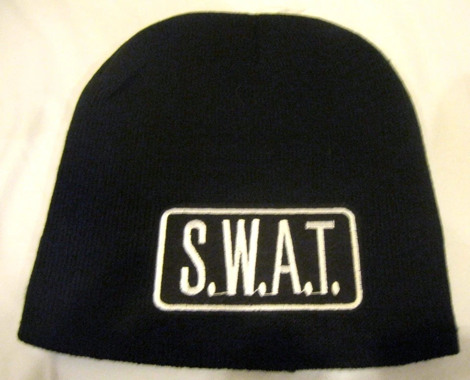 Unisex Blanco SWAT Bordado en Negro Gorro Esquí Gorra Gorro Estilo-¡Nuevo! Foto 1 de 1