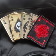 5PCS ACE OF SPADES GRIM REAPER DEATH CARD HOOK & LOOP PATCH EMBROIDERED