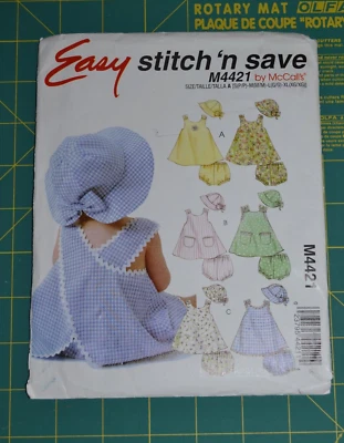 Stitch & Save #M4421 sewing pattern, infant dresses panties hat size S-XL - Image 1 of 3