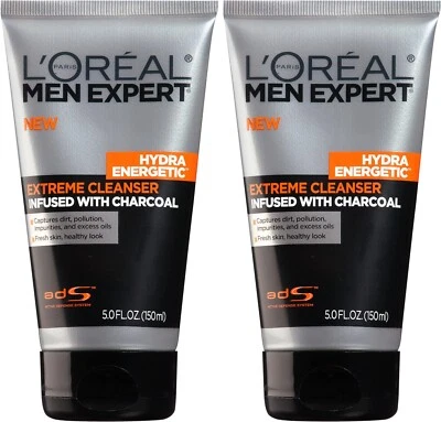 Men Expert Hydra Energetic Limpiador Facial Diario Facial Fash con Carbón, 2 ct. Foto 1 de 4