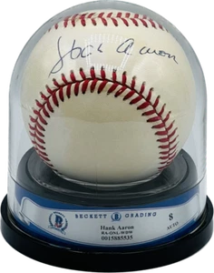 Hank Aaron Autograph Auto Signed Major League Baseball BAS 8 Authentic - Picture 1 of 2